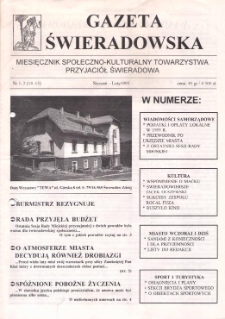 Gazeta Świeradowska : miesięcznik społeczno- kulturalny Towarzystwa Przyjaci&oacute;ł Świeradowa, 1995, nr 1-2 (14-15)