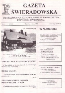 Gazeta Świeradowska : miesięcznik społeczno- kulturalny Towarzystwa Przyjaci&oacute;ł Świeradowa, 1995, nr 6-7 (19-20)
