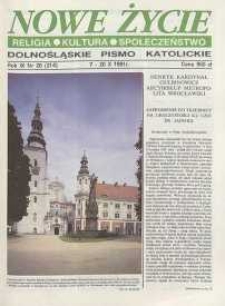 Nowe Życie: dolnośląskie pismo katolickie: religia, kultura, społeczeństwo, 1991, nr 20 (214)