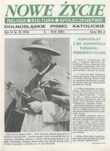 Nowe Życie: dolnośląskie pismo katolickie: religia, kultura, społeczeństwo, 1991, nr 22 (216)