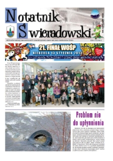 Notatnik Świeradowski : bezpłatny miesięcznik wsp&oacute;lnoty samorządowej Gminy Miejskiej Świerad&oacute;w-Zdr&oacute;j, 2013, nr 2 (171)