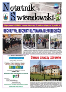 Notatnik Świeradowski : bezpłatny miesięcznik wsp&oacute;lnoty samorządowej Gminy Miejskiej Świerad&oacute;w-Zdr&oacute;j, 2013, nr 11 (180)