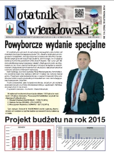 Notatnik Świeradowski : bezpłatny miesięcznik wsp&oacute;lnoty samorządowej Gminy Miejskiej Świerad&oacute;w-Zdr&oacute;j, 2014, nr 11A (192A), Powyborcz wydanie specjalne