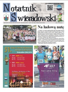 Notatnik Świeradowski : bezpłatny miesięcznik wsp&oacute;lnoty samorządowej Gminy Miejskiej Świerad&oacute;w-Zdr&oacute;j, 2016, nr 9 (214)
