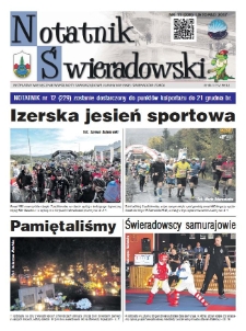 Notatnik Świeradowski : bezpłatny miesięcznik wsp&oacute;lnoty samorządowej Gminy Miejskiej Świerad&oacute;w-Zdr&oacute;j, 2017, nr 11 (218)