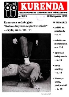 Kurenda : jeleniog&oacute;rski informator oświatowy, 1993, nr 9 (52)