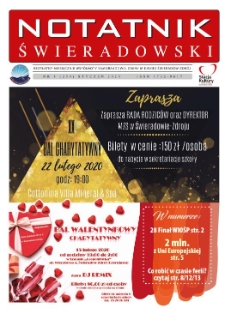 Notatnik Świeradowski : bezpłatny miesięcznik wsp&oacute;lnoty samorządowej Gminy Miejskiej Świerad&oacute;w-Zdr&oacute;j, 2020, nr 1 (254) (styczeń)
