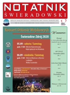 Notatnik Świeradowski : bezpłatny miesięcznik wsp&oacute;lnoty samorządowej Gminy Miejskiej Świerad&oacute;w-Zdr&oacute;j, 2020, nr 8 (261) (sierpień)