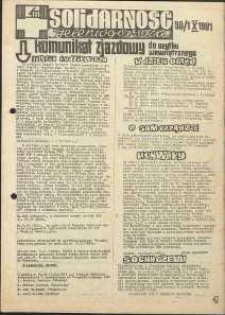 Solidarność Jeleniog&oacute;rska : komunikat zjazdowy : 30[.09]/1.10.1981 r.