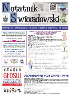 Notatnik Świeradowski : bezpłatny miesięcznik wsp&oacute;lnoty samorządowej Gminy Miejskiej Świerad&oacute;w-Zdr&oacute;j, 2019, nr 5 (246) (maj)