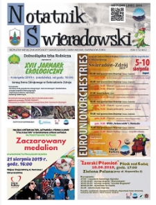Notatnik Świeradowski : bezpłatny miesięcznik wsp&oacute;lnoty samorządowej Gminy Miejskiej Świerad&oacute;w-Zdr&oacute;j, 2019, nr 7 (248) (lipiec)