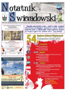 Notatnik Świeradowski : bezpłatny miesięcznik wsp&oacute;lnoty samorządowej Gminy Miejskiej Świerad&oacute;w-Zdr&oacute;j, 2019, nr 9 (250) (wrzesień)