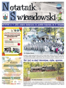 Notatnik Świeradowski : bezpłatny miesięcznik wsp&oacute;lnoty samorządowej Gminy Miejskiej Świerad&oacute;w-Zdr&oacute;j, 2019, nr 10 (251) (październik)