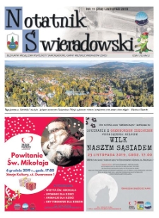 Notatnik Świeradowski : bezpłatny miesięcznik wsp&oacute;lnoty samorządowej Gminy Miejskiej Świerad&oacute;w-Zdr&oacute;j, 2019, nr 11 (252) (listopad)