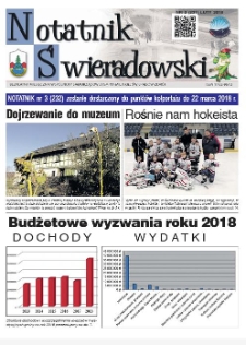 Notatnik Świeradowski : bezpłatny miesięcznik wsp&oacute;lnoty samorządowej Gminy Miejskiej Świerad&oacute;w-Zdr&oacute;j, 2018 nr 2 (231) (luty)