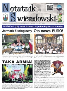 Notatnik Świeradowski : bezpłatny miesięcznik wsp&oacute;lnoty samorządowej Gminy Miejskiej Świerad&oacute;w-Zdr&oacute;j, 2018 nr 8 (237) (sierpień)