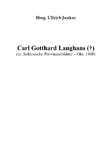Carl Gotthard Langhans (&dagger;) [Dokument elektroniczny]