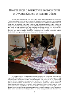 Konferencja o rolnictwie ekologicznym w Dworze Czarne w Jeleniej Górze [Dokument elektroniczny]
