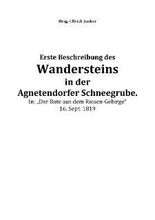 Erste Beschreibung des Wandersteins in der Agnetendorfer Schneegrube [Dokument eloktroniczny]