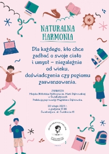 Prelekcja Magdaleny Dąbrowskiej &ndash; Naturalna Harmonia - plakat [Dokument życia społecznego]