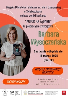 Spotkanie autorskie z Barbarą Wysoczańską - plakat [Dokument życia społecznego]