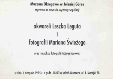 Akwarele Leszka Leguta i fotografie Mariana Świeżego - zaproszenie [Dokument życia społecznego]