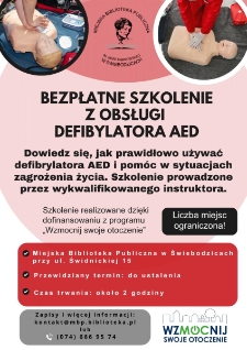 Bezpłatne Szkolenie z obsługi defibrylatora AED - plakat [Dokument życia społecznego]