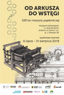 Od arkusza do wstęgi : 220 lat maszyny papierniczej - plakat [Dokument elektroniczny]