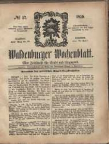 Waldenburger Wochenblatt, Jg. 5, 1859, nr 57