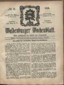 Waldenburger Wochenblatt, Jg. 5, 1859, nr 71