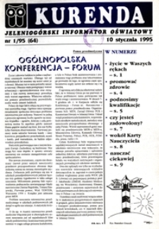 Kurenda : jeleniogórski informator oświatowy, 1995, nr 1 (64)
