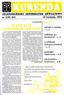 Kurenda : jeleniog&oacute;rski informator oświatowy, 1995, nr 4 (67)