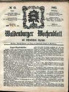 Waldenburger Wochenblatt, Jg. 8, 1862, nr 13