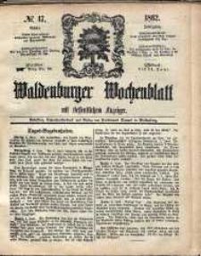 Waldenburger Wochenblatt, Jg. 8, 1862, nr 47