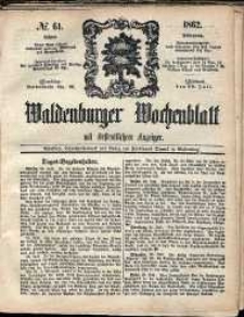 Waldenburger Wochenblatt, Jg. 8, 1862, nr 61