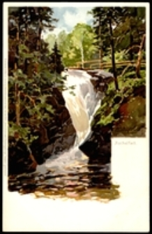 Karkonosze - Wodospad Szklarki - wg obrazu H. Bahndorfa [Dokument ikonograficzny]