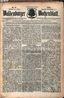 Waldenburger Wochenblatt, Jg. 27, 1881, nr 18