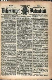 Waldenburger Wochenblatt, Jg. 27, 1881, nr 33