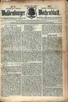 Waldenburger Wochenblatt, Jg. 27, 1881, nr 71