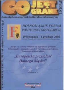 Co Jest Grane : dolnośląski miesięcznik kulturalno-informacyjny, 2002, nr 11 (105)