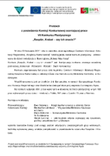 Protokół z posiedzenia Komisji Konkursowej oceniającej praceVII Konkursu Plastycznego„Rzepiór, Krabat - czy ich znacie?” [Dokument elektroniczny]