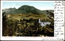 Karpniki - pałac na tle G&oacute;r Sokolich w Rudawach Janowickich [Dokument ikonograficzny]