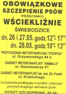 Obowiązkowe szczepienie ps&oacute;w przeciwko wściekliźnie