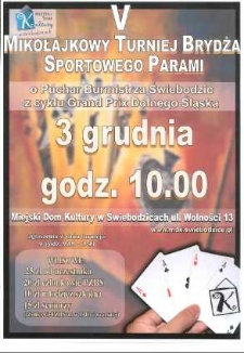 Piaty Mikołajkowy Turniej Brydża sportowego parami