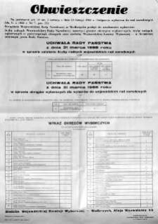 Obwieszczenie, Uchwała Rady Państwa z dnia 31 marca 1988 roku w sprawie ustalenia liczby radnych wojewódzkich rad narodowych
